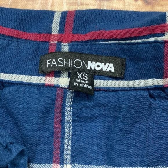 RELISTED Fashion Nova Plaid Striped Wrap Front Shirt - Picture 4 of 7